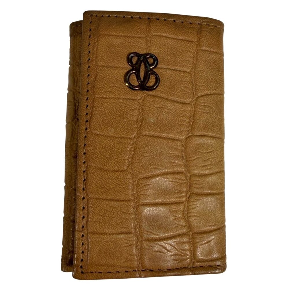 Vintage Buxton Key Tainer Croc Embossed Leather Trifold Key Holder Organizer